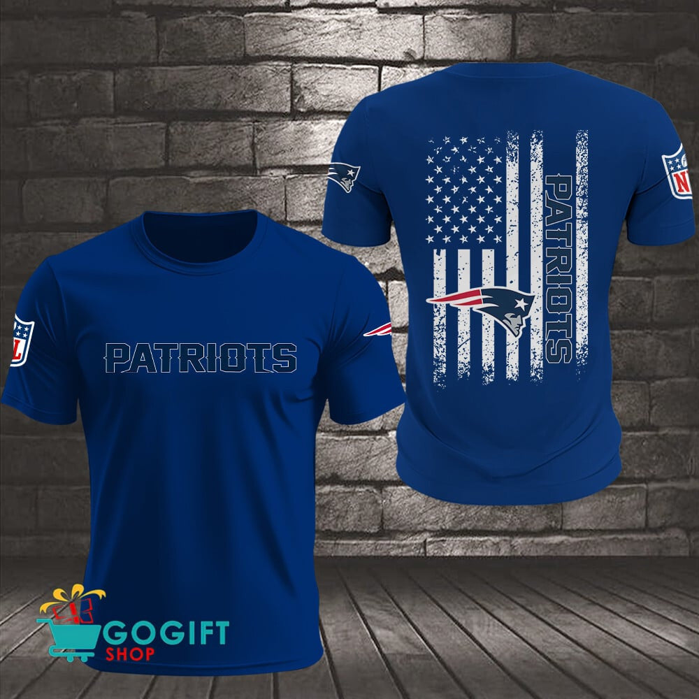 New England Patriots US Flag Vintage Style All Over Printed T-shirt