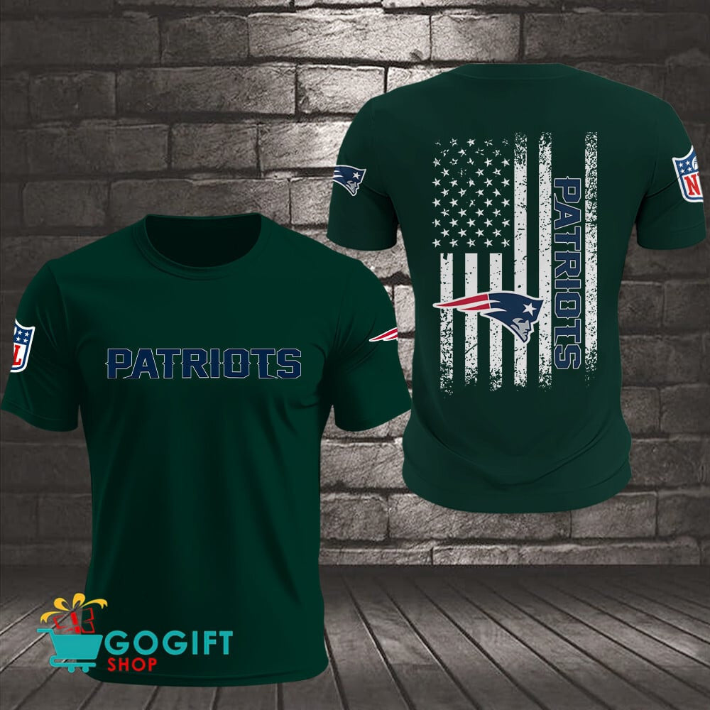 New England Patriots US Flag Vintage Style All Over Printed T-shirt