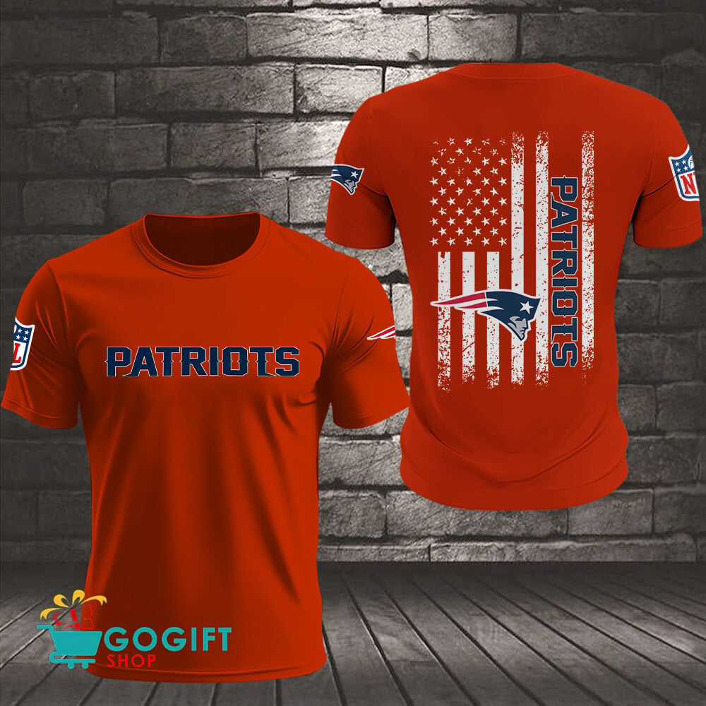 New England Patriots US Flag Vintage Style All Over Printed T-shirt