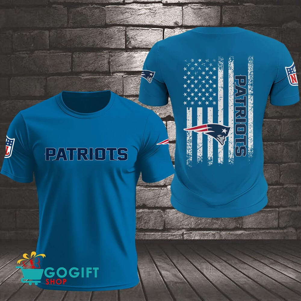 New England Patriots US Flag Vintage Style All Over Printed T-shirt