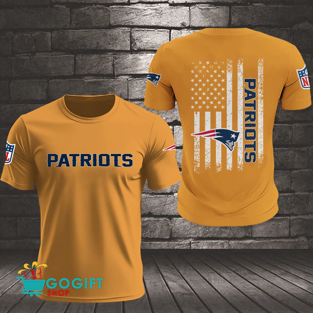New England Patriots US Flag Vintage Style All Over Printed T-shirt