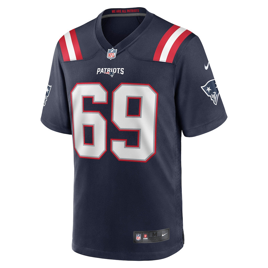 Cole Strange 69 New England Patriots 2026 Super Bowl LX Game Jersey - Navy