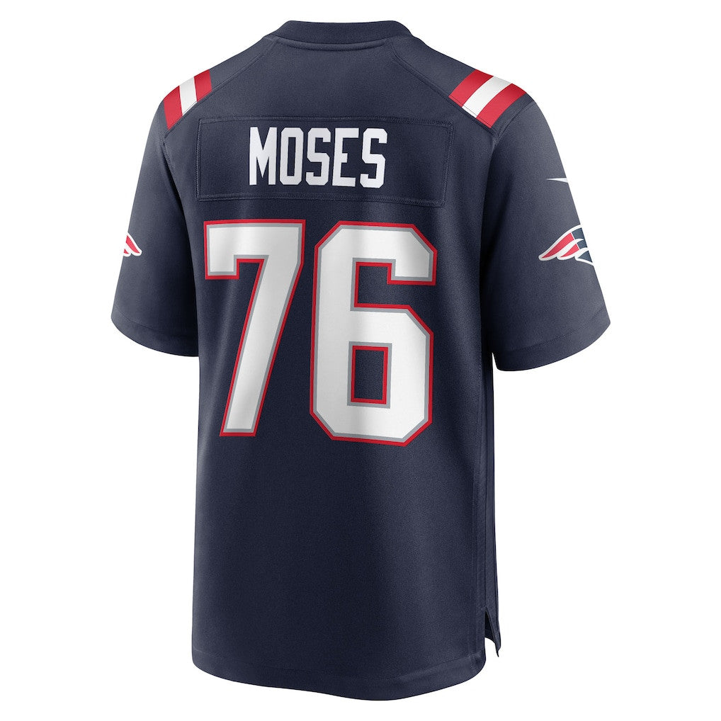 Morgan Moses 76 New England Patriots 2026 Super Bowl LX Game Jersey - Navy