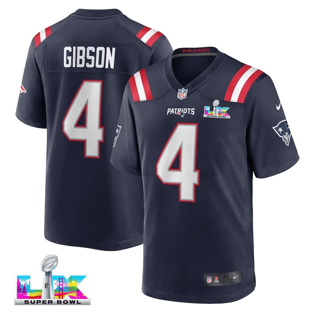 Antonio Gibson 4 New England Patriots 2026 Super Bowl LX Game Jersey - Navy