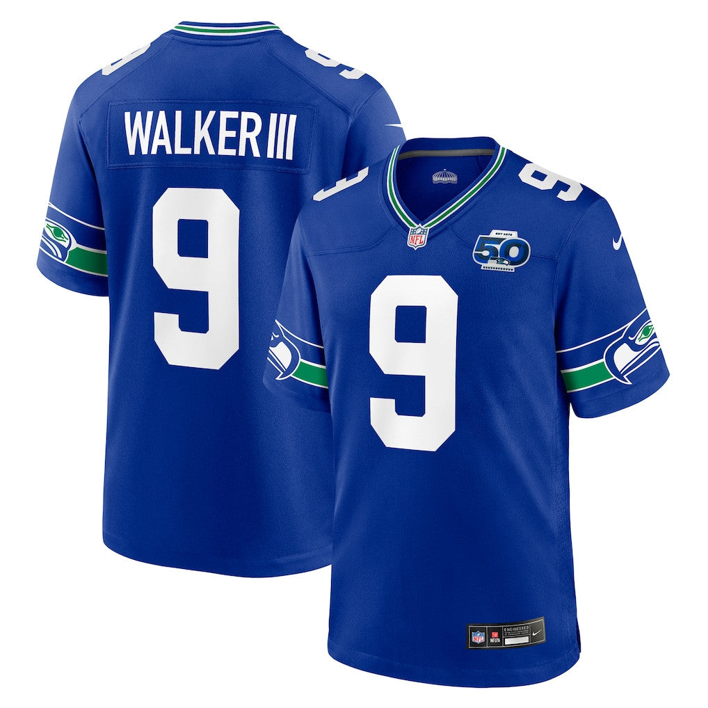 Seattle Seahawks Kenneth Walker III 9 Alternate 50th Season Game Jersey - Royal