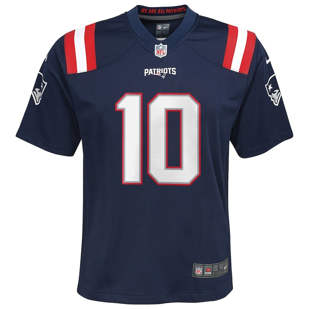 Drake Maye 10 New England Patriots YOUTH 2026 Super Bowl LX - Game Jersey - Navy