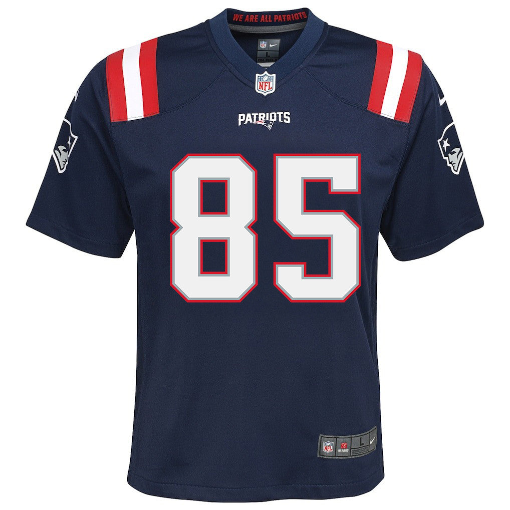 Hunter Henry 85 New England Patriots YOUTH 2026 Super Bowl LX - Game Jersey - Navy