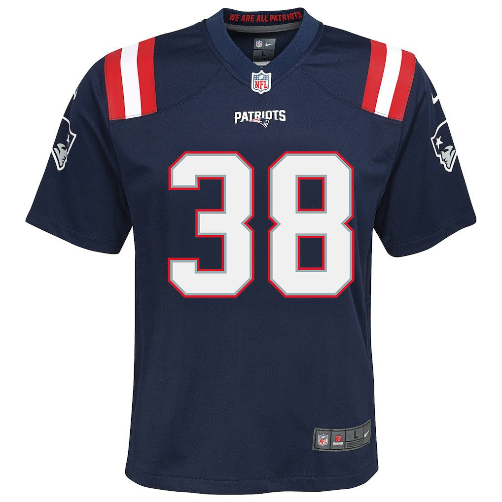 Rhamondre Stevenson 38 New England Patriots YOUTH 2026 Super Bowl LX - Game Jersey - Navy
