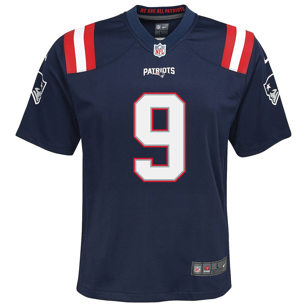 Kayshon Boutte 9 New England Patriots YOUTH 2026 Super Bowl LX - Game Jersey - Navy