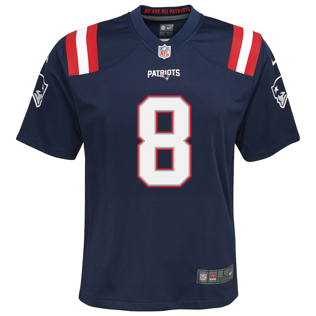 Stefon Diggs 8 New England Patriots YOUTH 2026 Super Bowl LX - Game Jersey - Navy
