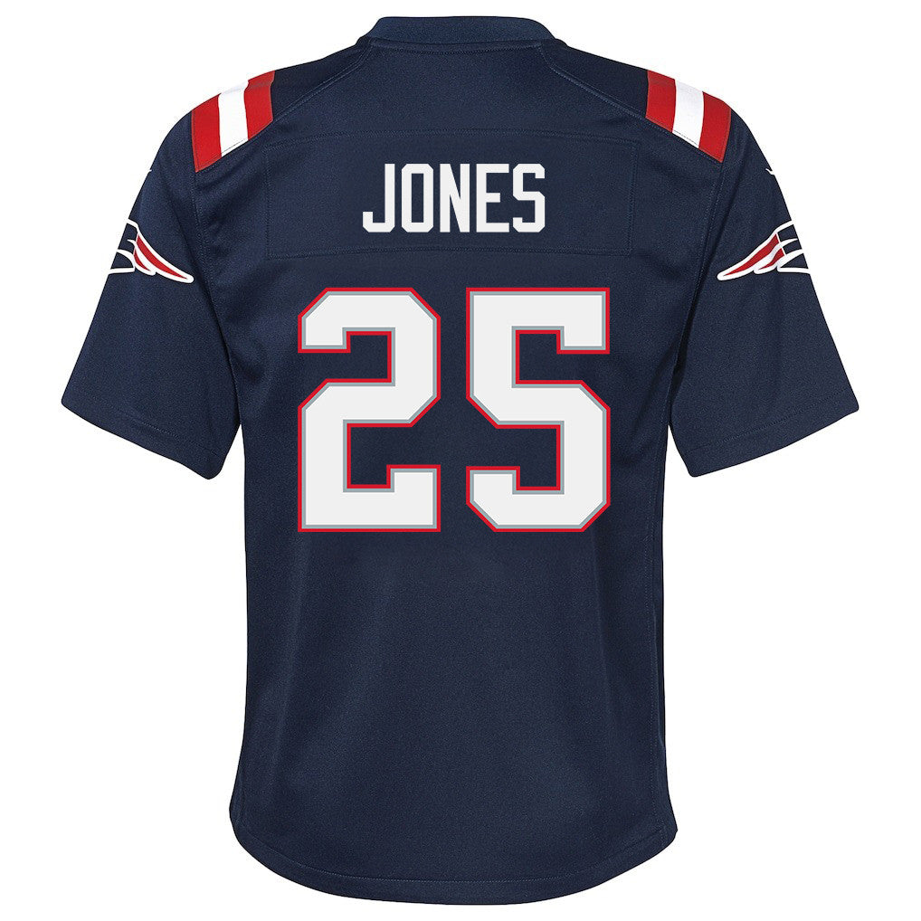 Marcus Jones 25 New England Patriots YOUTH 2026 Super Bowl LX - Game Jersey - Navy