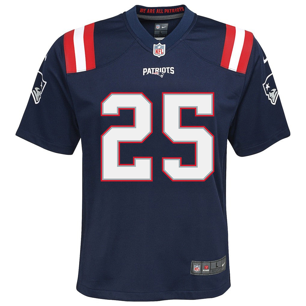 Marcus Jones 25 New England Patriots YOUTH 2026 Super Bowl LX - Game Jersey - Navy