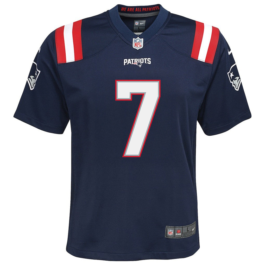 Carlton Davis III 7 New England Patriots YOUTH 2026 Super Bowl LX - Game Jersey - Navy