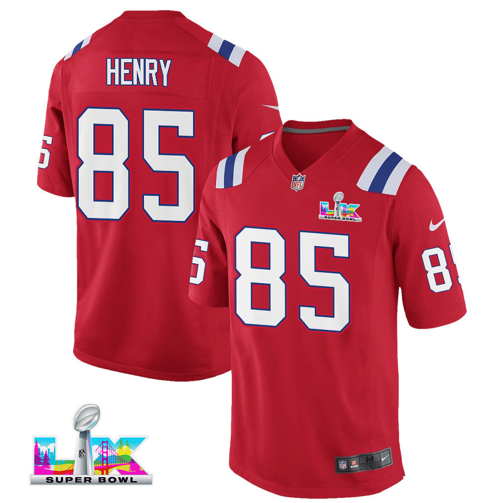 Hunter Henry 85 New England Patriots YOUTH 2026 Super Bowl LX - Alternate Game Jersey - Red