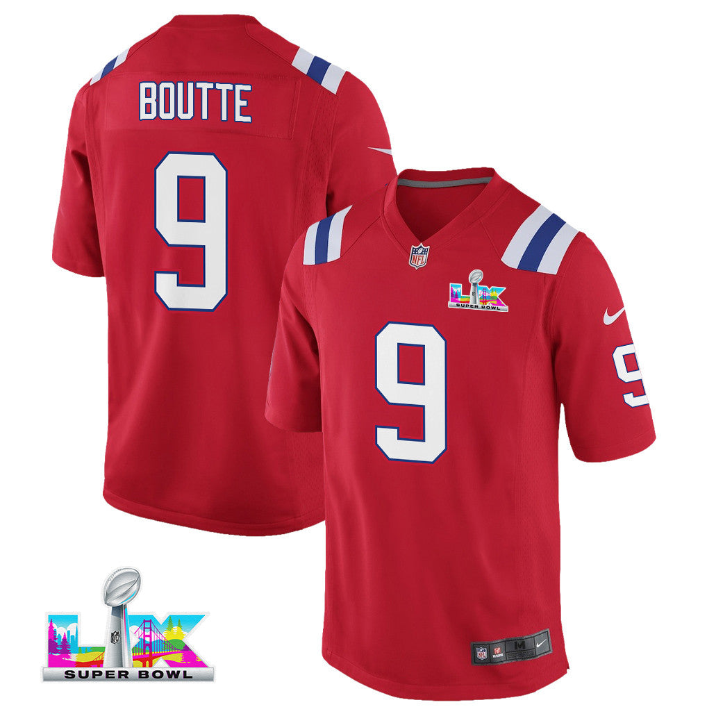 Kayshon Boutte 9 New England Patriots YOUTH 2026 Super Bowl LX - Alternate Game Jersey - Red