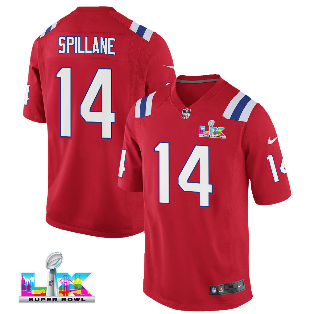 Robert Spillane 14 New England Patriots YOUTH 2026 Super Bowl LX - Alternate Game Jersey - Red