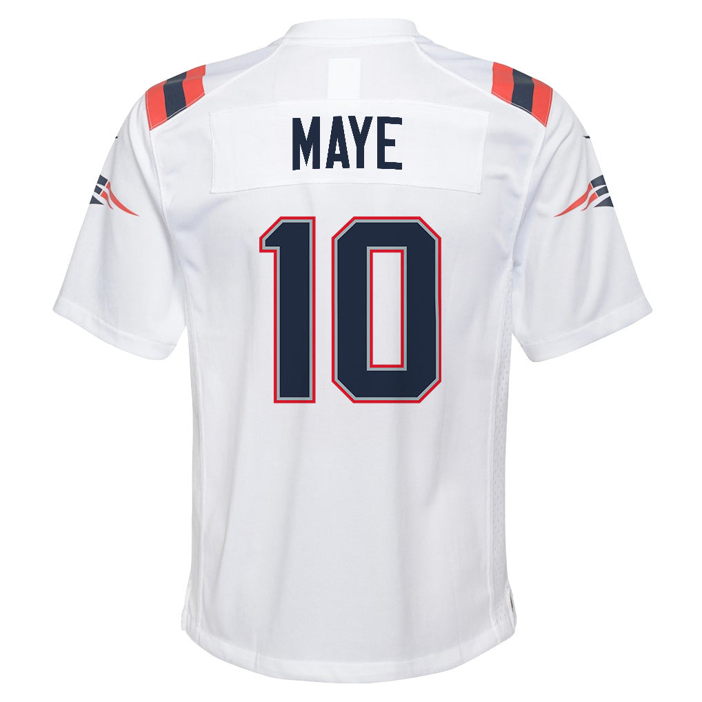Drake Maye 10 New England Patriots YOUTH 2026 Super Bowl LX - White Game Jersey