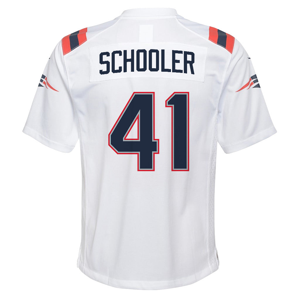 Brenden Schooler 41 New England Patriots YOUTH 2026 Super Bowl LX - White Game Jersey