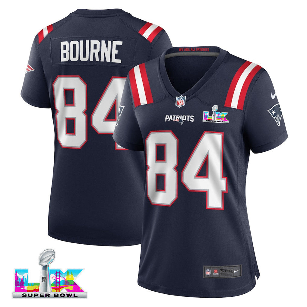 Kendrick Bourne 84 New England Patriots 2026 Super Bowl LX - Women's Game Jersey - Navy