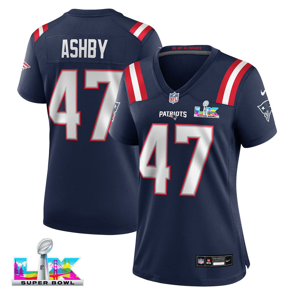 Julian Ashby 47 New England Patriots 2026 Super Bowl LX - Women's Game Jersey - Navy