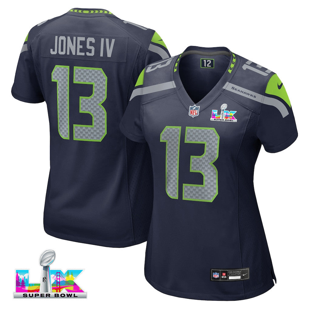 Ernest Jones IV 13 Seattle Seahawks 2026 Super Bowl LX - Women Navy Game Jersey