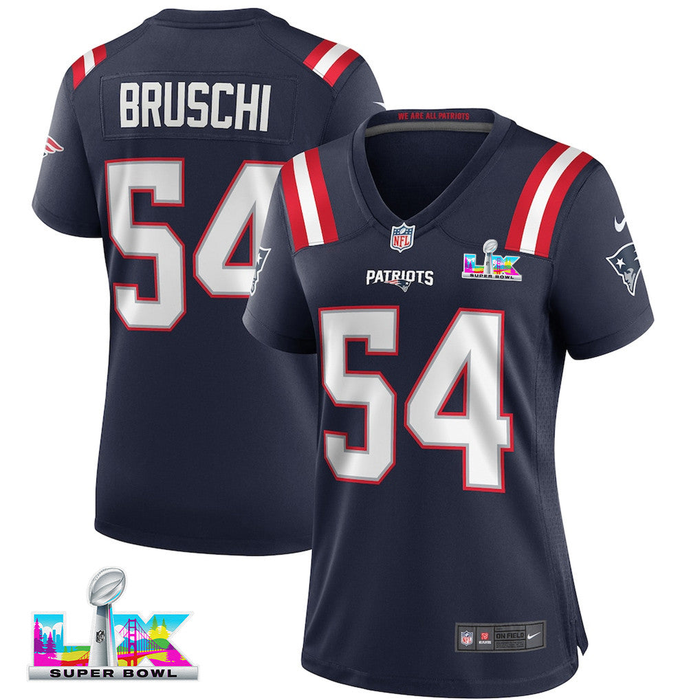 Tedy Bruschi 54 New England Patriots 2026 Super Bowl LX - Women's Game Jersey - Navy