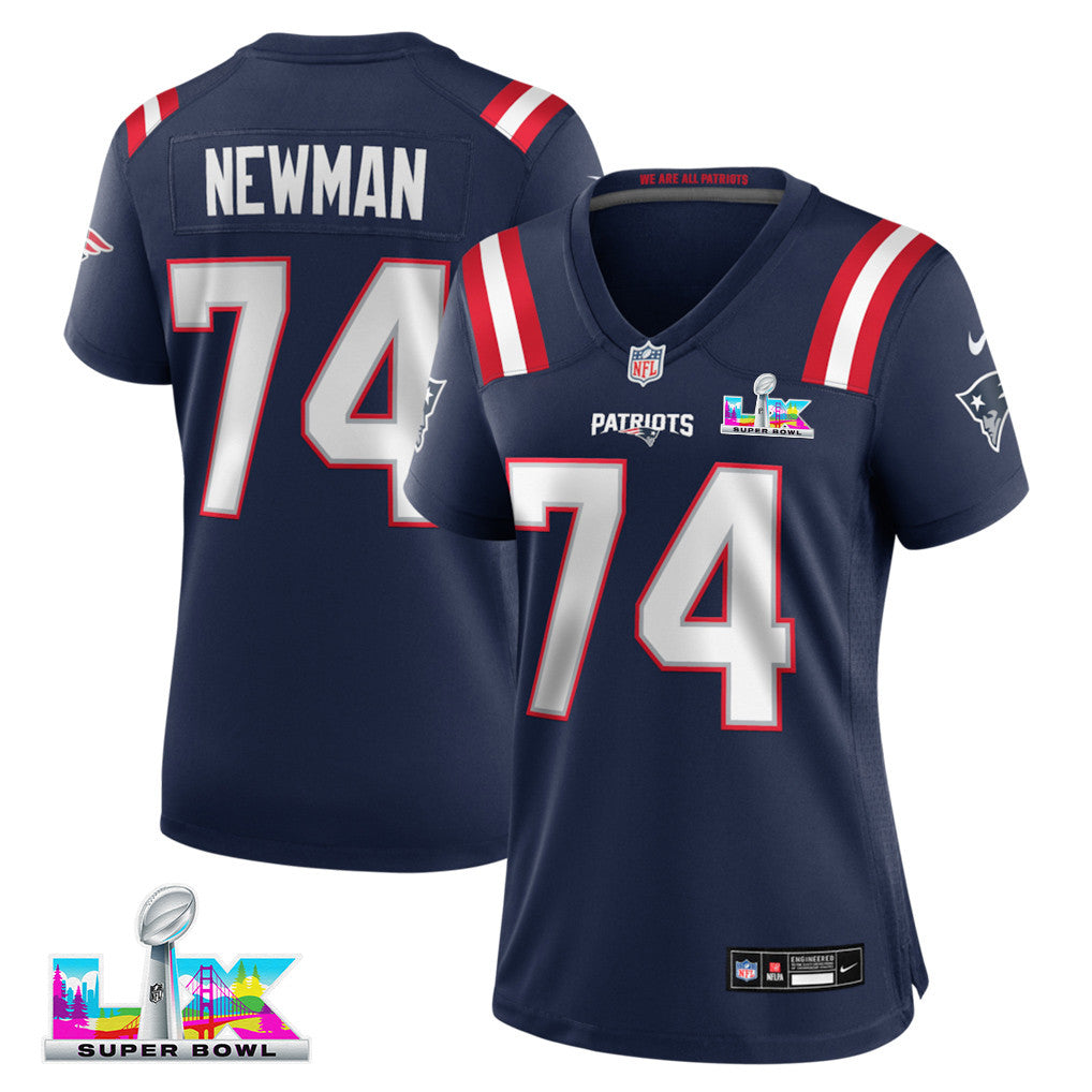 Royce Newman 74 New England Patriots 2026 Super Bowl LX - Women's Game Jersey - Navy
