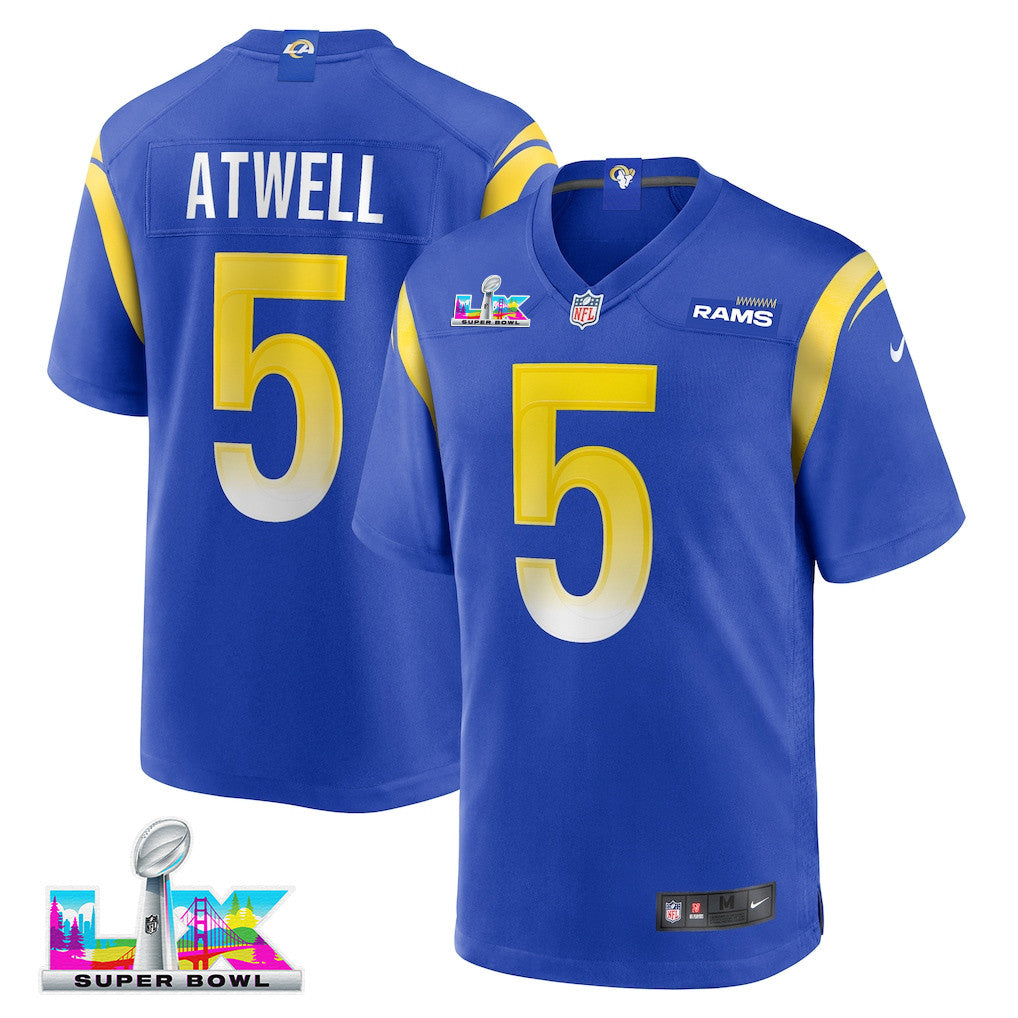 Tutu Atwell 5 Los Angeles Rams 2026 Super Bowl LX - Royal Game Player Jersey