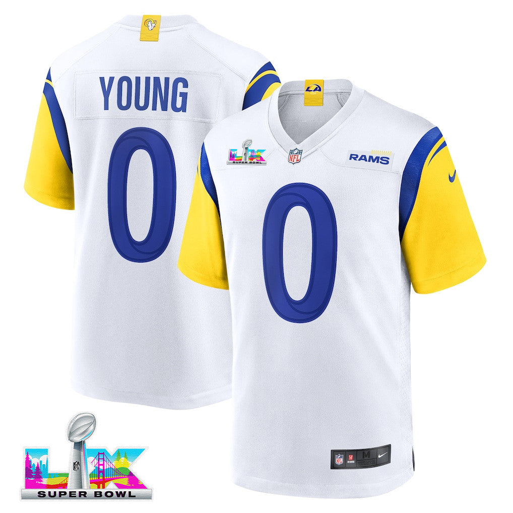 Byron Young 0 Los Angeles Rams 2026 Super Bowl LX - White Game Player Jersey