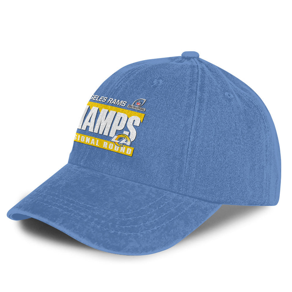 Los Angeles Rams Divisional Champs 25/26 Washed Cotton Cap – Printed Graphic - Denim Blue