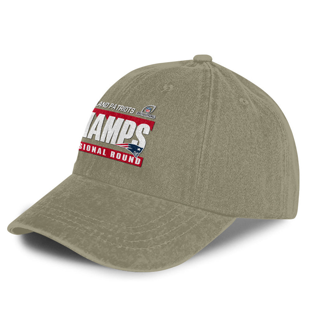 New England Patriots Divisional Champs 25/26 Washed Cotton Cap – Printed Graphic - Olive Khaki