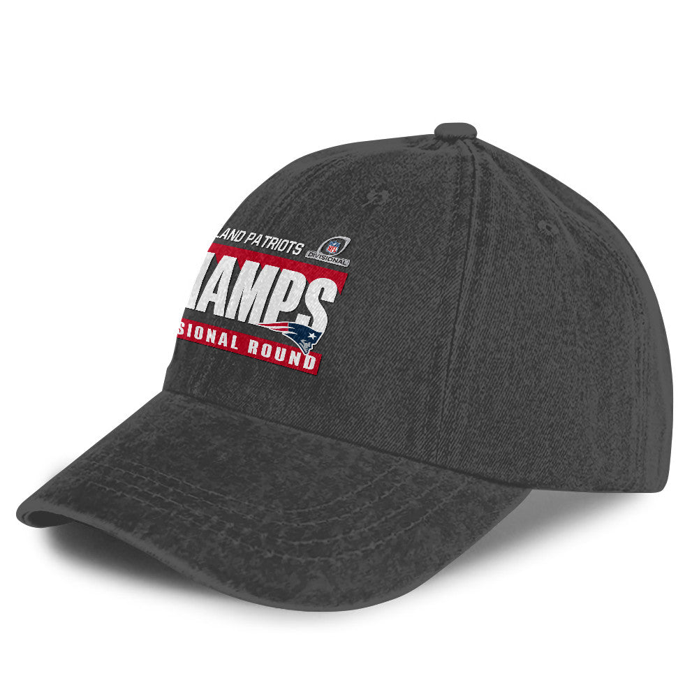 New England Patriots Divisional Champs 25/26 Washed Cotton Cap – Printed Graphic - Dark Grey