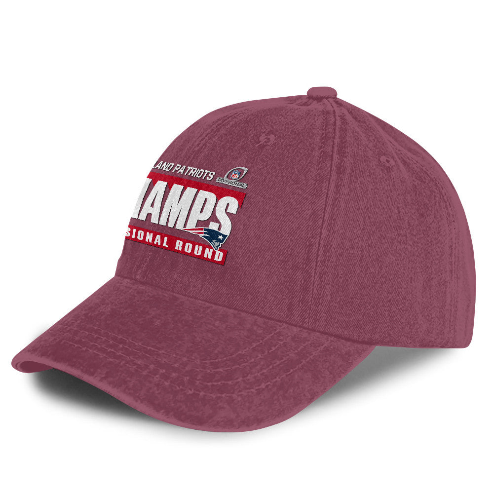 New England Patriots Divisional Champs 25/26 Washed Cotton Cap – Printed Graphic - Burgundy