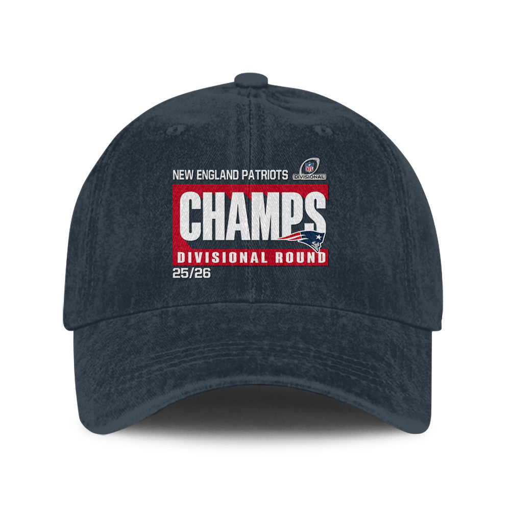 New England Patriots Divisional Champs 25/26 Washed Cotton Cap – Printed Graphic - Navy