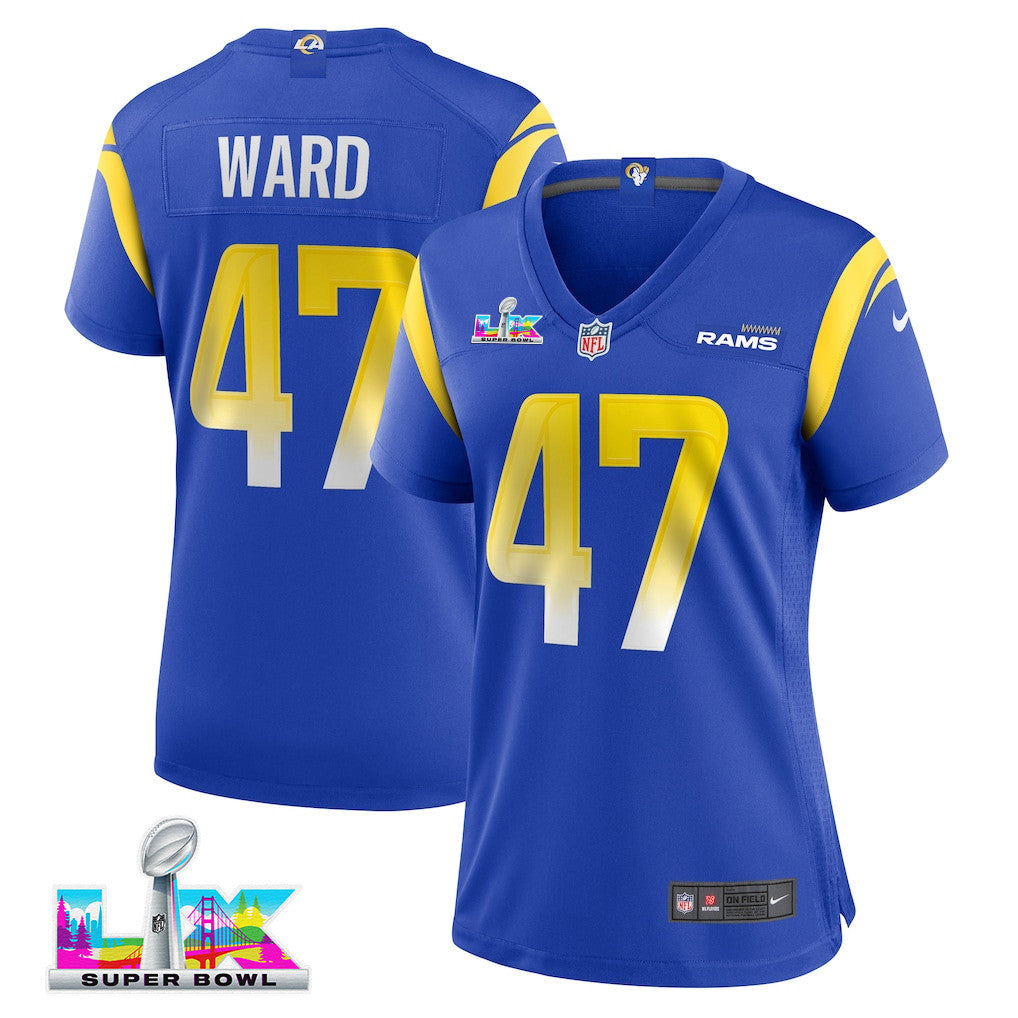 Alex Ward 47 Women's Los Angeles Rams 2026 Super Bowl LX - Royal Team Game Jersey