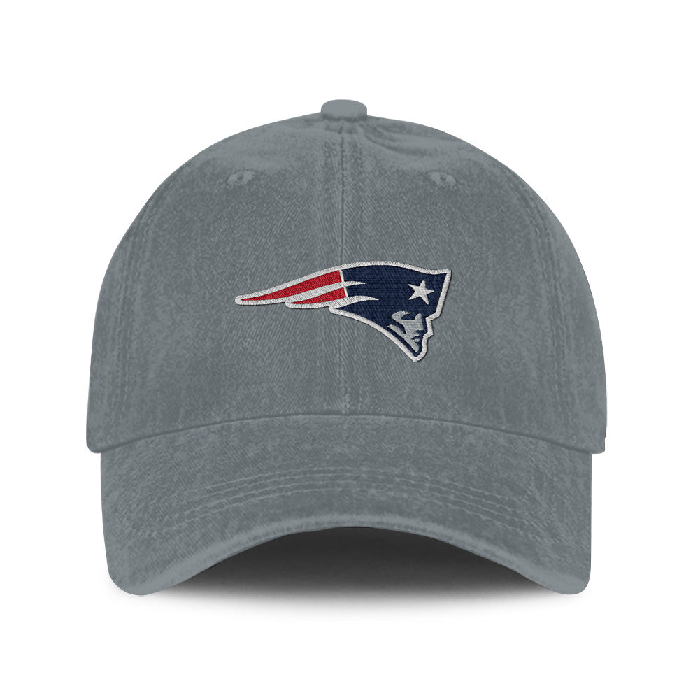 New England Patriots 25/26 Washed Cotton Cap – Logo Iconic Printed Graphic - Light Grey