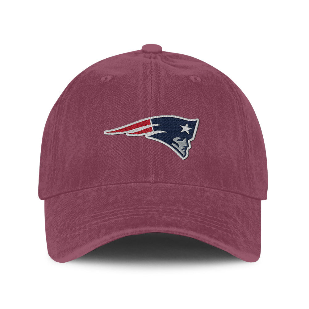 New England Patriots 25/26 Washed Cotton Cap – Logo Iconic Printed Graphic - Burgundy