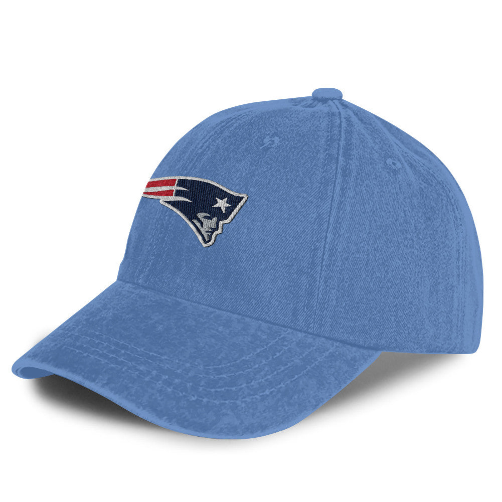 New England Patriots 25/26 Washed Cotton Cap – Logo Iconic Printed Graphic - Denim Blue