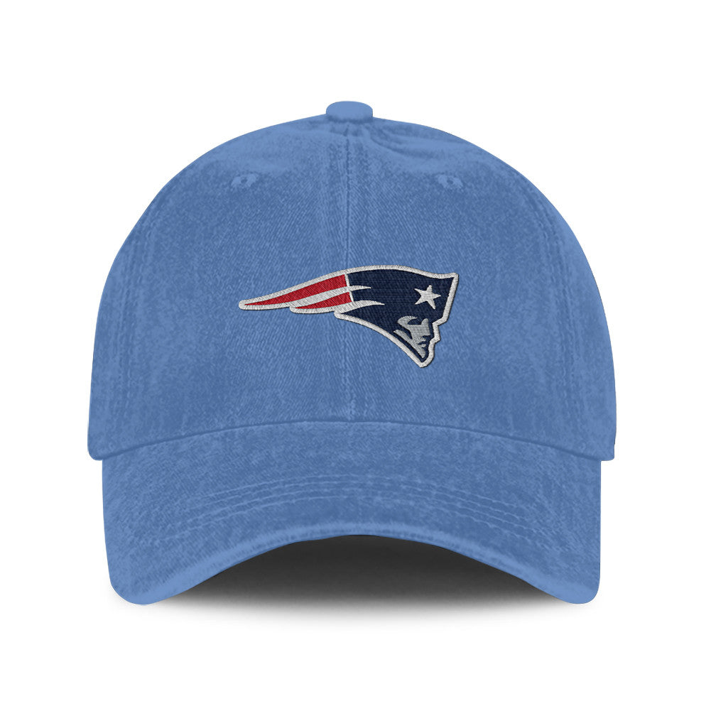 New England Patriots 25/26 Washed Cotton Cap – Logo Iconic Printed Graphic - Denim Blue