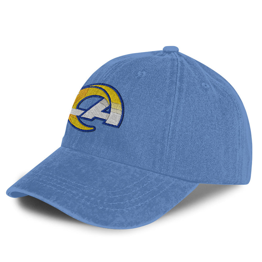 Los Angeles Rams 25/26 Washed Cotton Cap – Logo Iconic Printed Graphic - Denim Blue