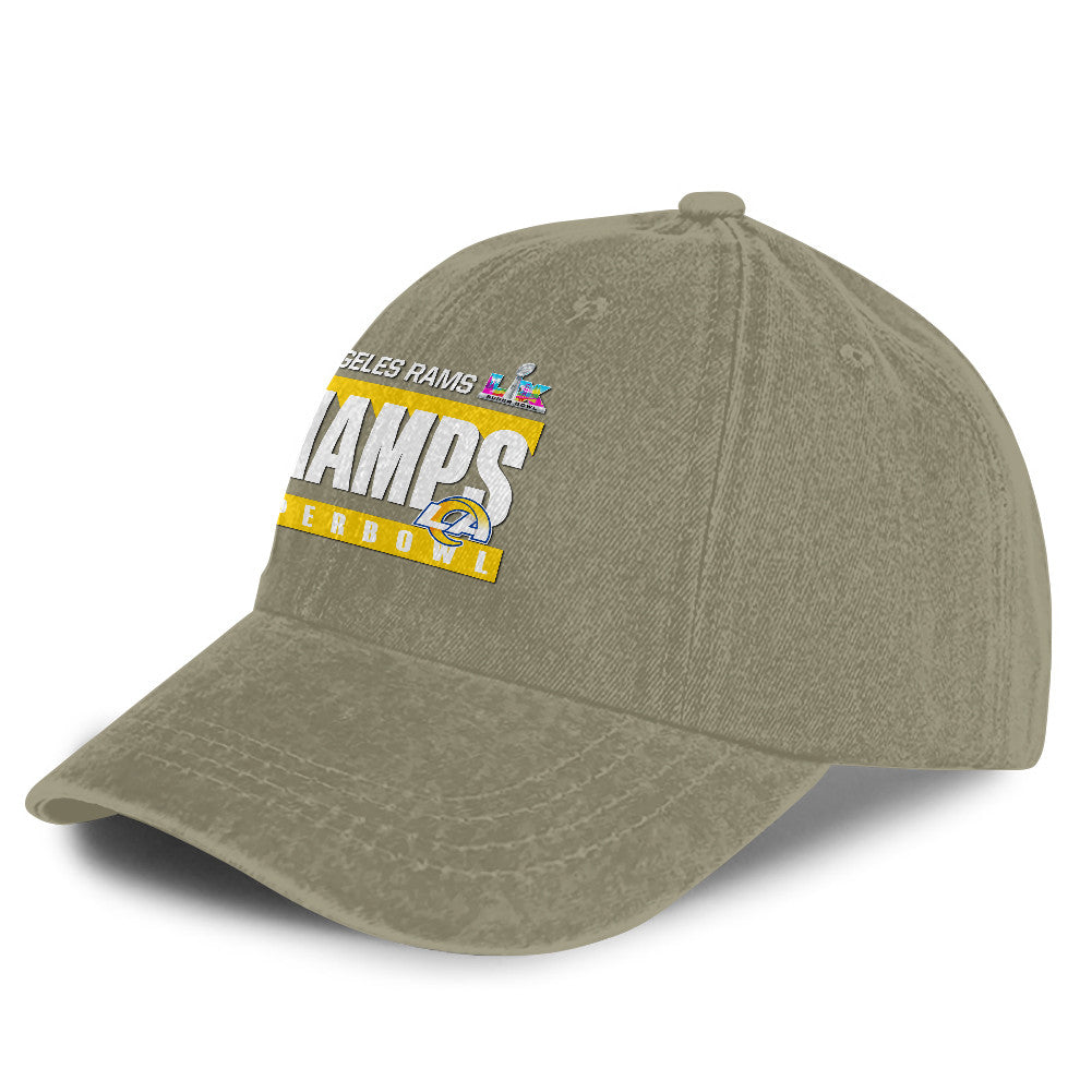 Los Angeles Rams Super Bowl LX Champs 25/26 Washed Cap – Printed Graphic - Olive Khaki