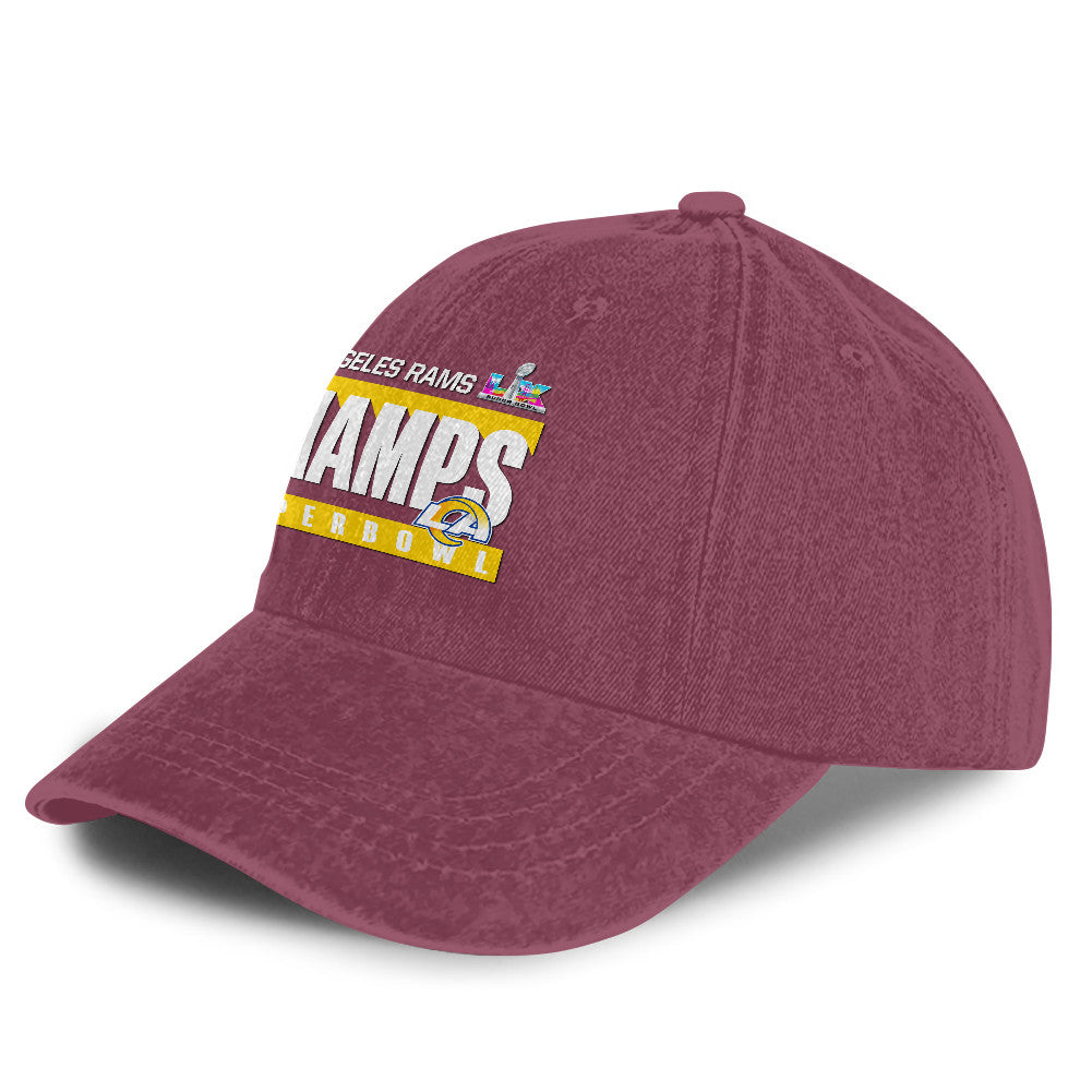 Los Angeles Rams Super Bowl LX Champs 25/26 Washed Cap – Printed Graphic - Burgundy