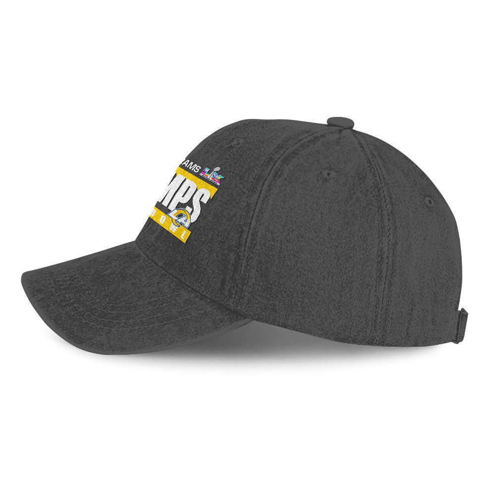 Los Angeles Rams Super Bowl LX Champs 25/26 Washed Cap – Printed Graphic - Dark Grey