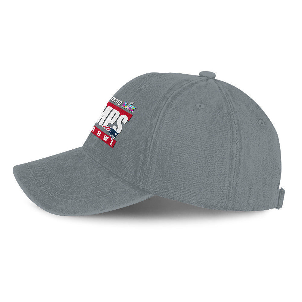 New England Patriots Super Bowl LX Champs 25/26 Washed Cap – Printed Graphic - Light Grey