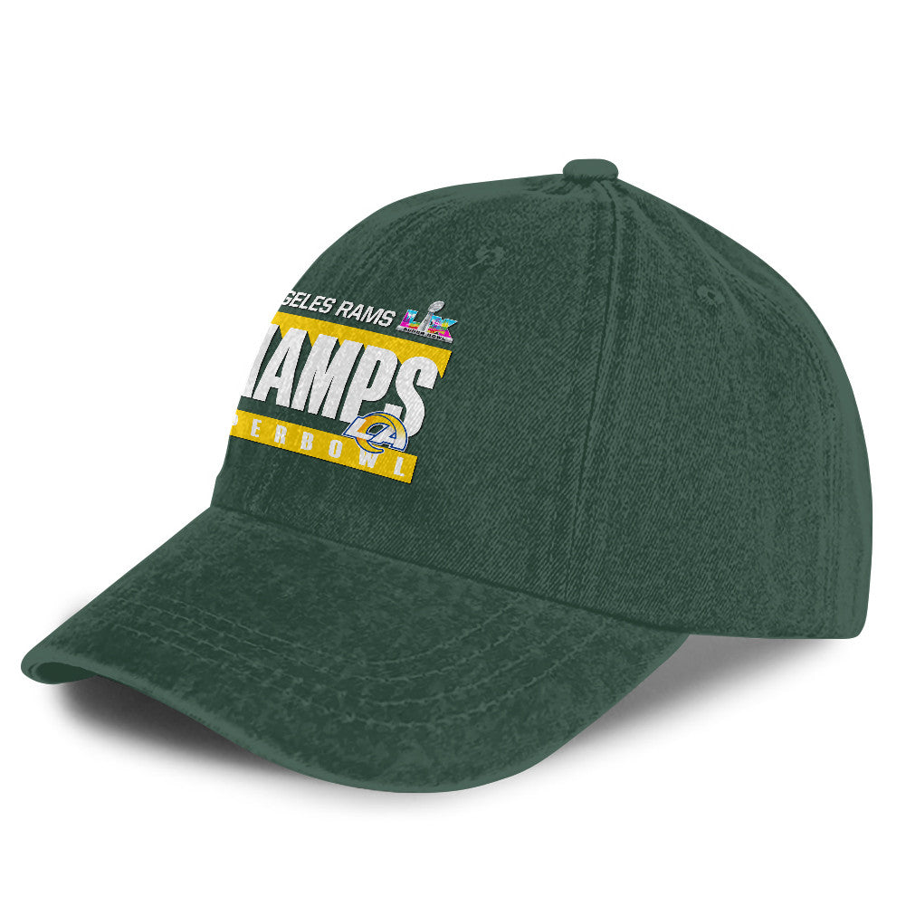 Los Angeles Rams Los Angeles Rams Super Bowl LX Champs 25/26 Washed Cap – Printed Graphic - Green