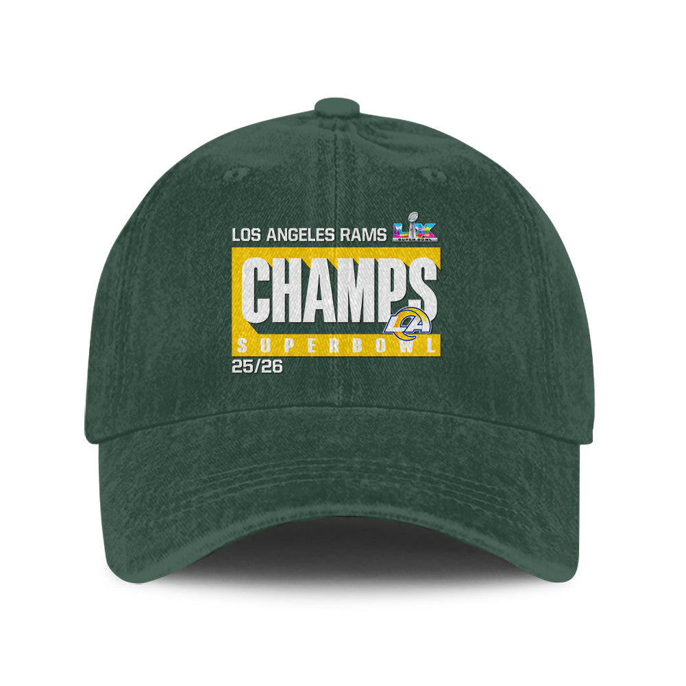 Los Angeles Rams Los Angeles Rams Super Bowl LX Champs 25/26 Washed Cap – Printed Graphic - Green