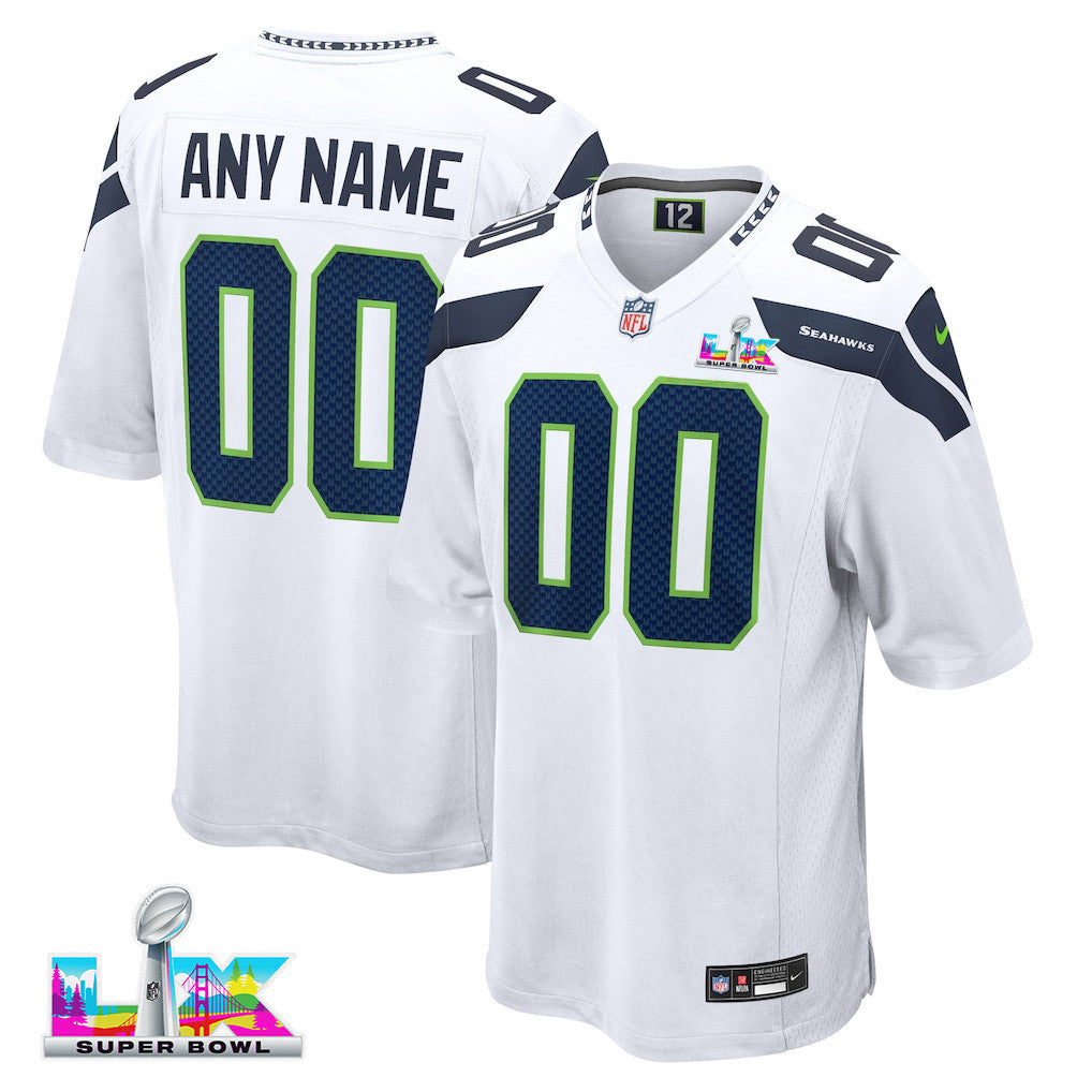 Seattle Seahawks 2026 Super Bowl LX Custom Name - White Game Jersey