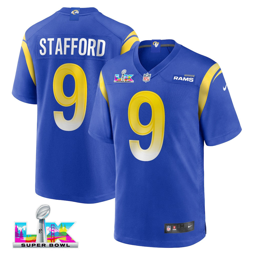 Matthew Stafford 9 Los Angeles Rams YOUTH - 2026 Super Bowl LX Royal Blue Game Team Jersey