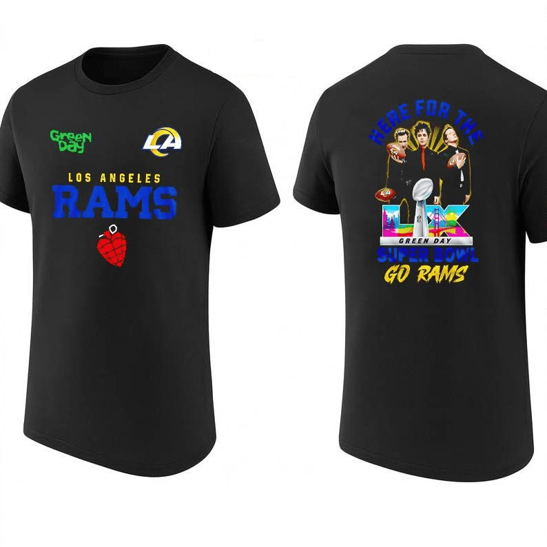 Los Angeles Rams NFL 2026 Super Bowl Green Day T-Shirt - Black