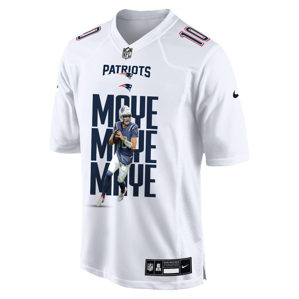 Drake Maye 10 New England Patriots Super Bowl LX Leadership Edition Men Jersey – White